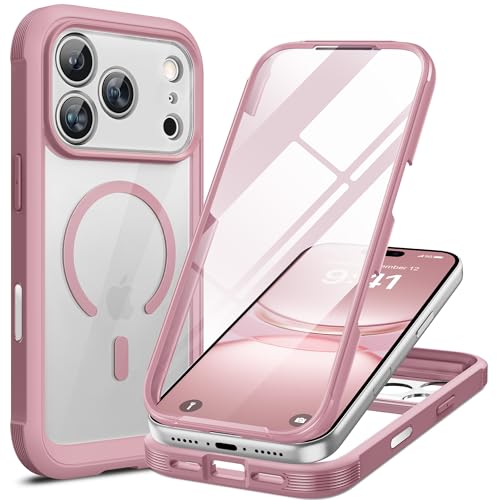 Image of Miracase Magnetic for iPhone 17 Pro Case 6.3-inch [Compatible with MagSafe] Full-Body Phone Case with Built-in Glass Screen Protector & Camera Control,Drop Proof iPhone 17 Pro Cover, Lilac