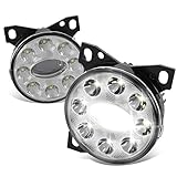 Auto Dynasty Full LED Projector Fog lights Compatible with 2008-2020 Kenworth T660 Peterbilt 579 587, Front Bumper Driving Fog Light Lamps with LED DRL Ring, Chrome Housing