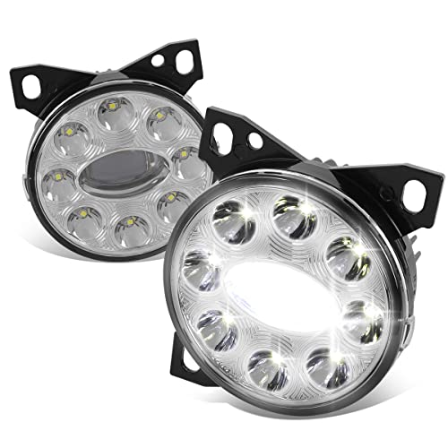Auto Dynasty Full LED Projector Fog lights Compatible with 2008-2020 Kenworth T660 Peterbilt 579 587, Front Bumper Driving Fog Light Lamps with LED DRL Ring, Chrome Housing