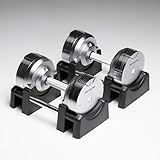 REXGYM Manubrio Regolabile a Carico Variabile Cromati Pesi con Scatti da 1,5 (Cromati 4-23.5kg, Coppia)