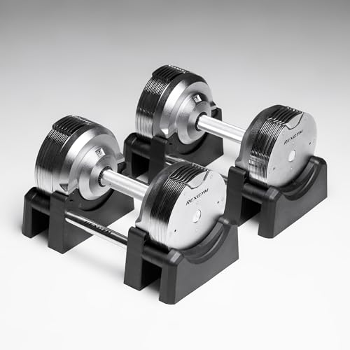 REXGYM Manubrio Regolabile a Carico Variabile Cromati Pesi con Scatti da 1,5 (Cromati 4-23.5kg, Coppia)