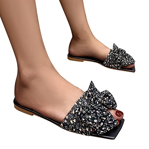 Ladies Sandals Size 8 Blue Sandals For Women Platform Sandals Women The Drop Sandals Women Canvas Slip On Shoes For Women Brown Sandals For Women Flat 6.5#01-Black #TOP2