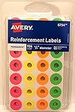 aVERY 924 COUNT 1/4 DIAMITER REINFORCEMENT COLORED LABELS: Permenant Adhesive Sticks & Stays, and Fits Standard Size Punched Holes,