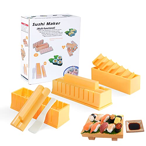 Sushi Making Kit sushi maker 10 Pieces Plastic DIY Sushi Maker Tool, Molds for making 30 Sushi Rice Roll,Sushi Maker Kit for Beginners