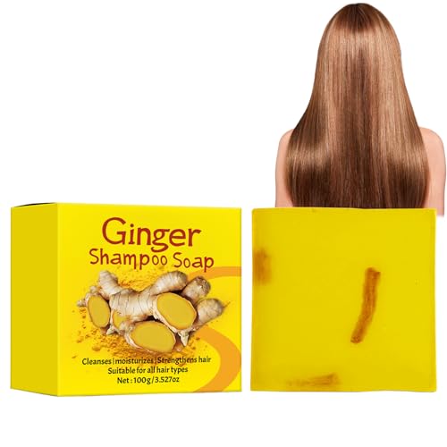 Eazerom 02 Sapone per Shampoo allo Zenzero,100g Sapone Per Shampoo,Shampoo per Capelli allo Zenzero, Shampoo solido per la Ricrescita dei Capelli allo Zenzero, Favorisce la Crescita dei Capelli