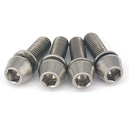 Sorekarain 4 PCS M5x16mm Ti GR5 Titanium Bike Stem Screws Bolts Cone
