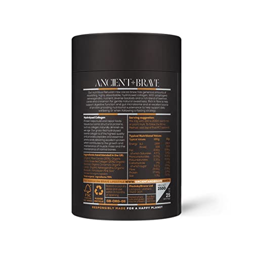 Ancient + Brave, Cacao + Collagen Powder 250g, Peruvian Raw Cacao Hot Chocolate with Hydrolysed Bovine Collagen - Image 2
