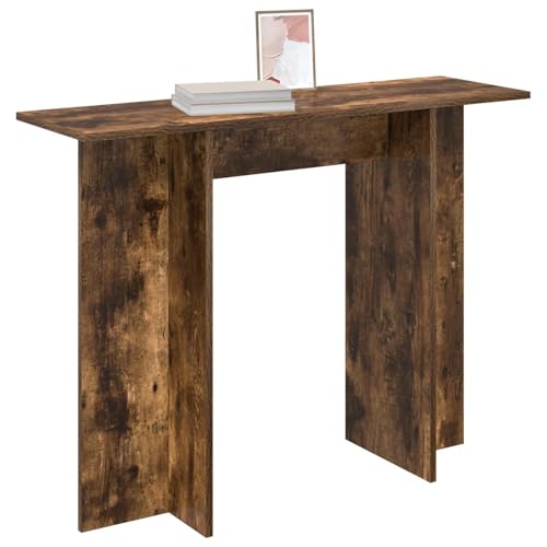 vidaXL Mesa consola roble ahumado 100 x 30 x 75 cm madera trabajada, salón, mesa consola moderna, entrada estrecha, acento decorativo, pantalla funcional chic para el hogar