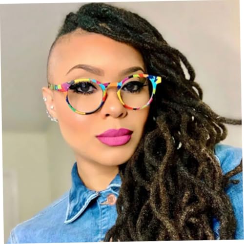 Gafas de lectura redondas vintage de moda con montura negra C9 para mujer 2