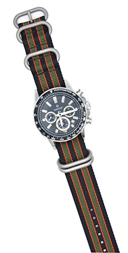 Artstyle Watch Band With Colorful Nylon Material Strap And Heavy Duty Brushed Buckle (Black/Orange/Green, 20Mm) #TOP3