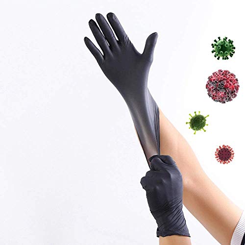 10 Boxed Disposable Nitrile Gloves for Going Out Anti-Infection Anti-Allergy Isolation Germ Work Gloves Household Kitchen Cleaning Inspection Tool Black,XL