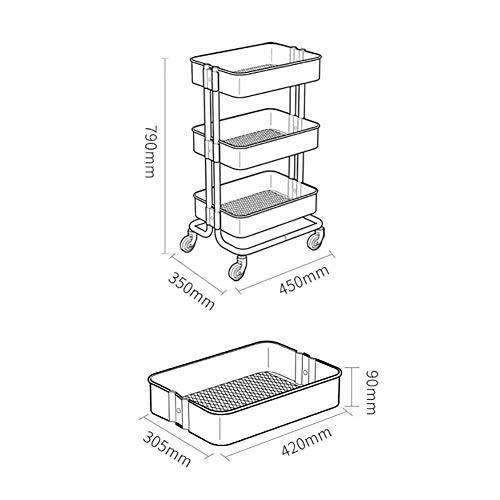 LSSOAZZVVN Storage Rack Serving Cart Medical Cart Tool Beauty Salon Rolling Trolley with Casters, 3 Tier Hair Styling Cart, Portable Utility Cart for Spa Tools,Beige,Normal (Creamy White Normal)