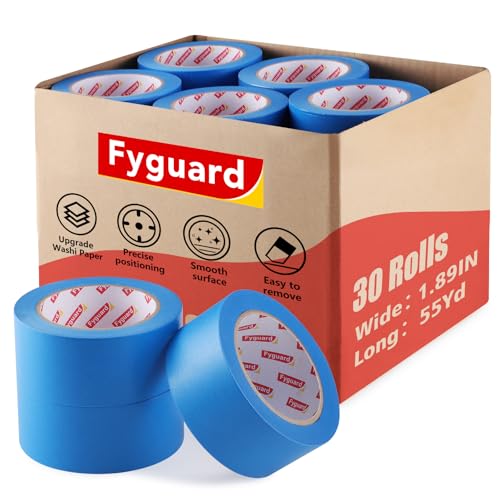 Image of 30 Rolls Blue Painters Tape 2 Inch Wide Bulk Masking Tape for Wall Painting
