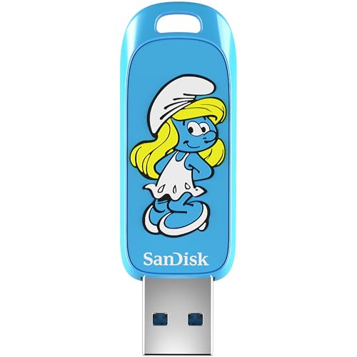 Image of SanDisk 256GB Smurfs USB Flash Drive, Smurfette Edition - Up to 130MB /s, USB Type-A, for Gaming Consoles and Computers - SDCZIS-256G-G46