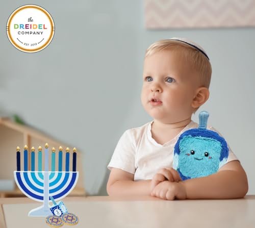 Mini Blue Hanukkah Menorah, 5" Inch Children Wooden Chanukah Menorah Set with Removable Wooden Candles, 3" Inch Dreidel, and Gelt Coins by The Dreidel Company - Image 6