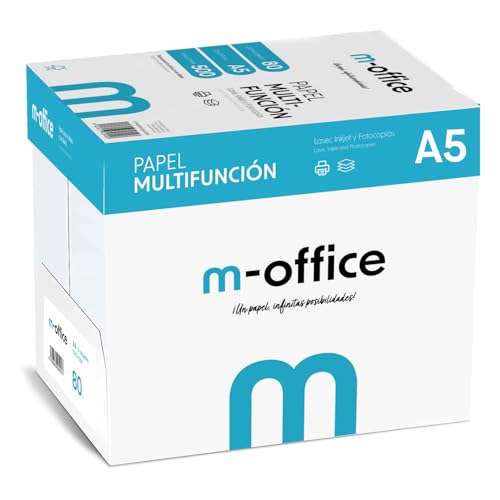 Pack de feuilles A5 80 g, 5 pack de 500 feuilles, papier multifonction pour imprimante jet d'encre et laser, feuilles A5 148 x 210 mm, idéales pour le bureau...