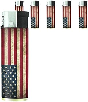 Vintage American Flag Set of 5 Lighters D1 Patriotic Freedom American Heroes Veterans