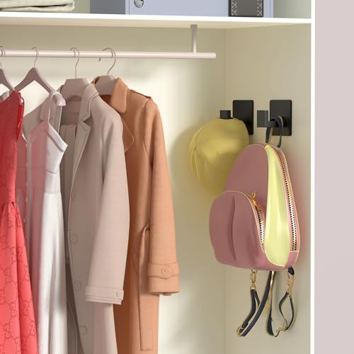 Image of Adhesive Shower Hooks, Towel Hooks for Hanging Robe, Coat, Hat, Loofah, Heavy Duty Wall Hooks Stick on Bathroom, Kitchen and Office (2 Pack, Black)