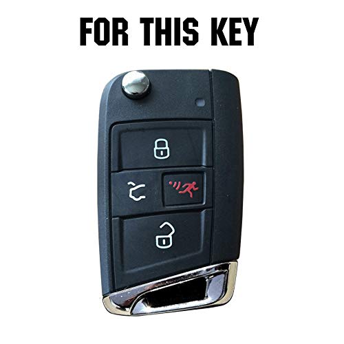 2Pcs Silicone Car Key Cover Remote Fob Case For VW Golf Tiguan Alltrack Sportwagen Polo Atlas For Skoda Octavia 2016 2017 2018 2019 2020 Shell Jacket Protector 4 Button