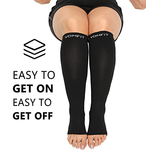 Image of 4XL Plus Size Wide Calf Open Toe Compression Socks, Women, Men, Toeless, Comfy Soothing Support, Circulation, Pain, DVT, Varicose Veins - 20-30mmHg