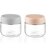 DMuuuDM 2 Pack Glass Overnight Oats Containers with Lids,Stackable Wide Mouth Mason Glass Jars with Airtight Seal Lids,Food Storage Jars for Meal Prep,Yogurt Parfaits,Meal Prep,Pudding,Spices (10 Oz)