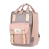 Himawari Mochila escolar impermeável, bolsa de viagem feminina, vintage, 38 cm, espaço para laptop de 14 polegadas, para universitários e estudantes, Pink+gray, Regular