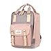 Himawari School Waterproof Backpack 14.9" College Vintage Travel Bag for Women，14 inch Laptop for Student (pink&Gray)