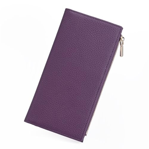 Image of GOIACII Slim Wallets for Women Rfid Blocking Leather Wallet Purple | Credit Card Holder with Zip Pocket, Bifold Wallet,Vegan Leather,Ladies Clutch Purse,Compact Size,Flat Women Wallets