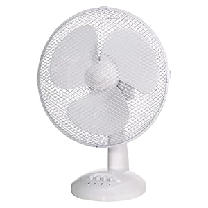 Russell Hobbs 12″ Inch, Lightweight, Portable Desk Fan, 3 Speeds, Wide-Angled Oscillation, Powerful Airflow, Quiet Operation, Perfect for Bedroom or Office, White – RHPDF1221