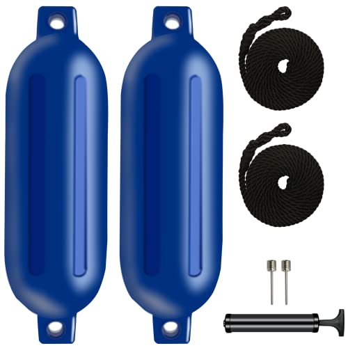 23in*6.5in Boat Fenders Bumpers for Dock with Pump Boat Accessories Fender Bumper Set Buoys Pontoon Blue