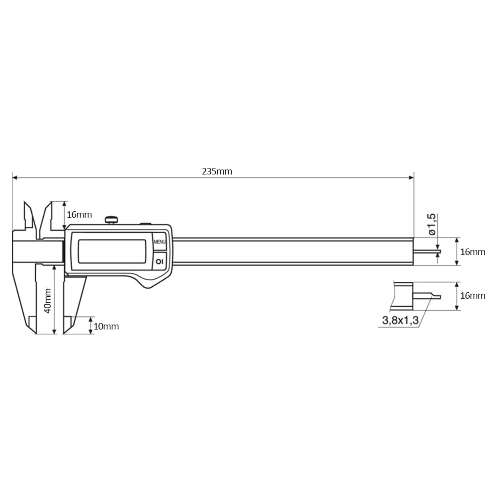 Mahr 4103301 MarCal 16 EWR Digitaler Messschieber mit Reibrad, 0-150 mm Reichweite