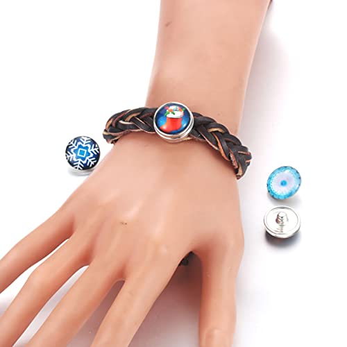 H&Py 10Pcs/Lot Leather Snap Button Bracelet Handmade Brown Black Pu Leather Snap Jewelry Bracelet For Women Men Fit Diy 18Mm Snap Buttons Jewelry (10, Zinc Alloy) #TOP3