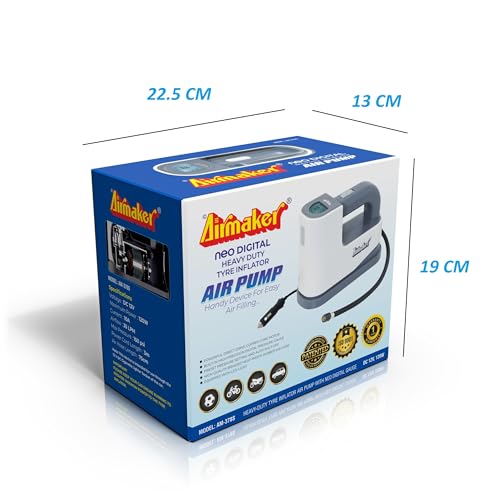 Image of Airmaker AIRMAKER AM378S Neo Digital Heavy Duty Tyre Inflator Air Pump, 12V DC, 35 Liters Per Minute, White, Gray