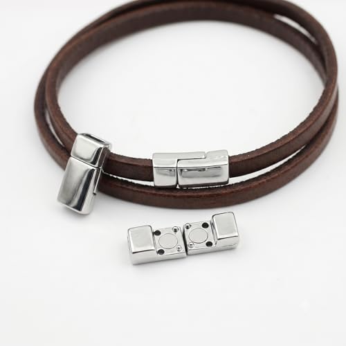 Image of Beadsnfashion 10 Pcs Flat Magnetic Clasps for Jewellery Making - 21x8mm, 6x3mm Hole Size, Silver Finish Magnetic Clasp for Bracelet & Necklace, Premium Jewelry Findings for DIY Crafting