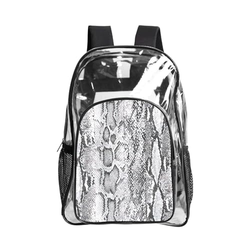 Sac transparent renforcé haut de gamme imprimé peau de serpent noir et blanc chic