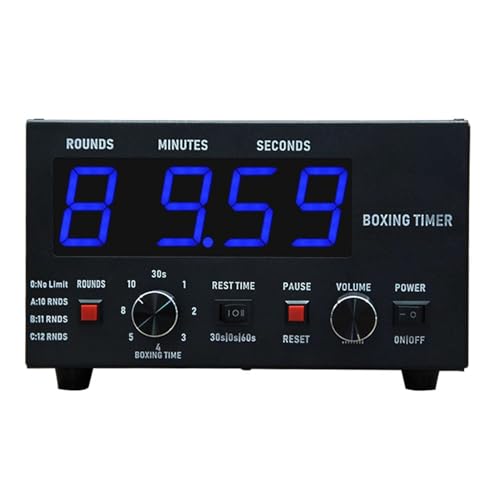 Temporizador de intervalos de boxeo, temporizador profesional de gimnasio con pantalla LED, tiempo de entrenamiento y repeticiones de ciclo seleccionables, sonido ajustable para Muay Thai/MMA Blue