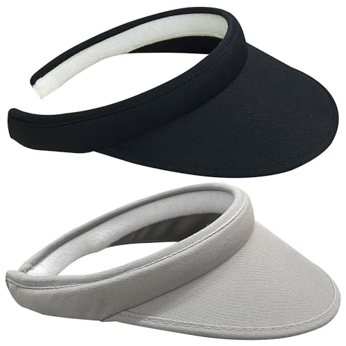 2 Pack Sun Visor Hats Women Men Clip On Wide Brim Visors Hat Outdoor Sports Golf Beach Travel Tennis Caps