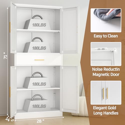 Image of 71 inch Metal Storage Cabinet with 1 Drawer, 2 Adjustable Shelves
