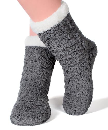 Women's Fuzzy Slipper Socks with Non-slip Grippers, Cozy & Unique Gifts