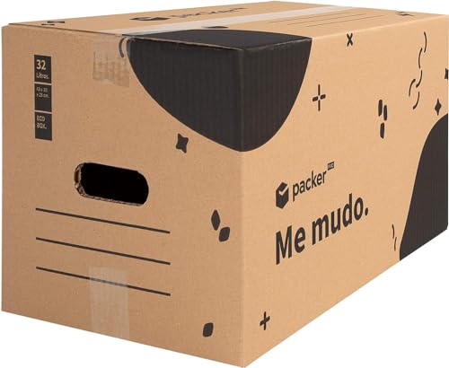 packer PRO Pack 10 Cajas Carton para Mudanzas y Almacenaje con Asas, 43x30x25cm