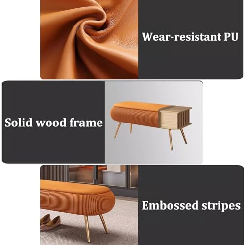 Banc à chaussures bleu en polyuréthane 60 cm avec pieds en acier rustique - 5