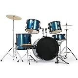 Ktaxon 22 Inch Adult Drum Set, 5-Piece Full-Size Drums Kit with Cymbal Stands, Hi-hat Stand, Sticks, Drum Pedal, Stool & Floor Tom for Beginner Teens Student (Brushed Blue)