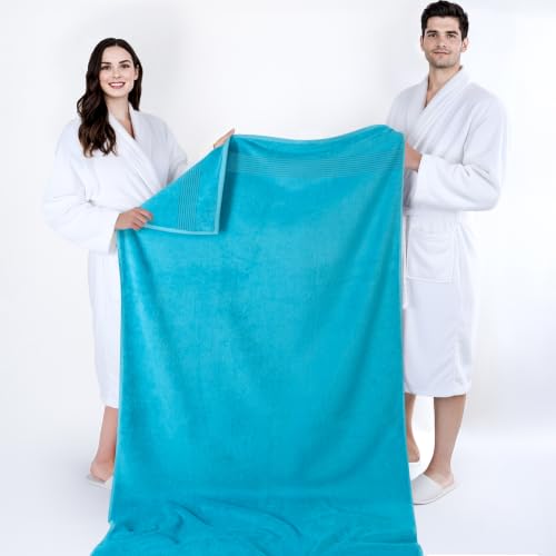 Image of Cotton Paradise 100% Cotton Turkish Towel Set, Soft Absorbent Quick Dry, 2 Piece 35x70 Bath Sheet Set, Ocean Aqua