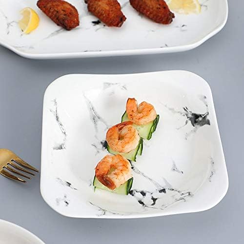 Miniatura 7 de ZHUHW - Juego de vajilla de cerámica de mármol del norte de Europa de 21 piezas para el hogar juego de platos de desayuno creativos platos de