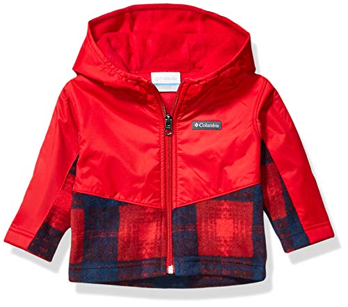 Columbia Kids' Steens Mt Overlay Hoodie, Mountain red/Mountain red Plaid, 3/6