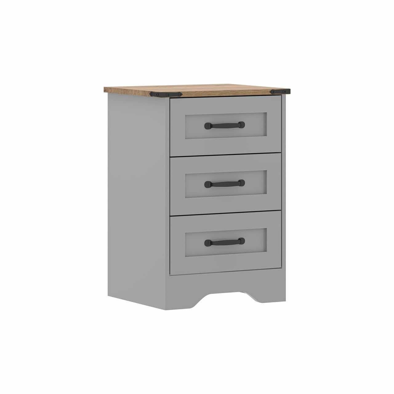 URBNLIVING Panelled Chest of Drawers Bedroom Storage (Grey, 3 Drawer)