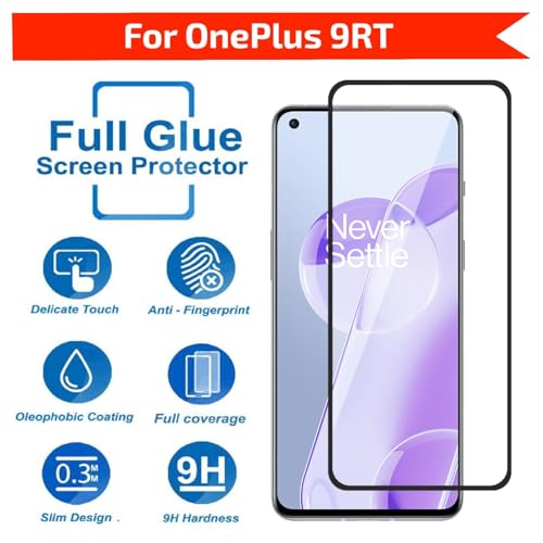 Image of HD Tempered Glass Screen Protector Compatible for OnePlus 9RT 5G with Edge to Edge coverage and Easy Installation kit