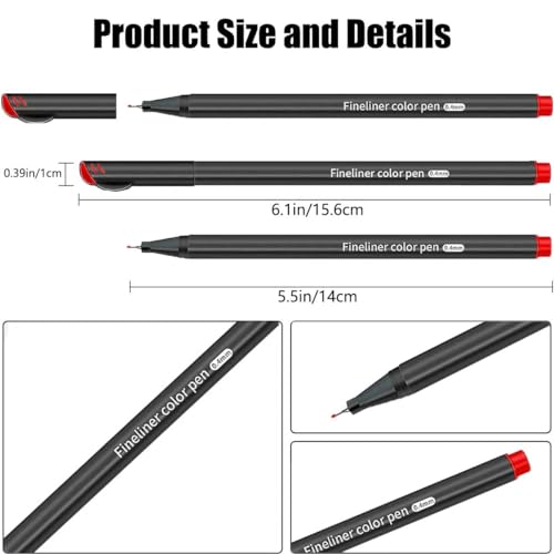 Belenova B-001 Fineliner Pens, Set Of 24 Fineliners, 0.4 Mm Tips Fine Point Markers thumb #7