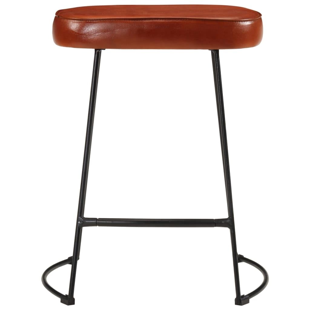 Taburete de bar con acolchado de piel, estructura de metal, 40 x 29,5 x 53 cm, color marrón oscuro