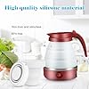 Faltbarer Wasserkocher, Piashow 600ml Camping Wasserkocher Mini Reisewasserkocher Faltbar Silikon Wasserkessel mit 2 Faltbecher, Reise Wasserkocher Faltbar Elektrisch Klein für Camping, Reise, Outdoor
